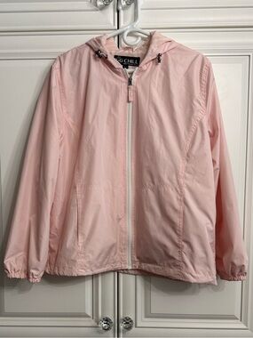 Big Chill Lightweight Pink Hooded Water Resistant Windbreaker Jacket Size Large